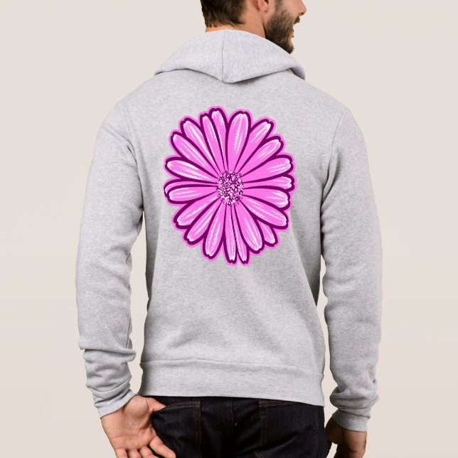 Sudadera Hermosa flor de margarita, Ilustracion de semitono (Reverso)
