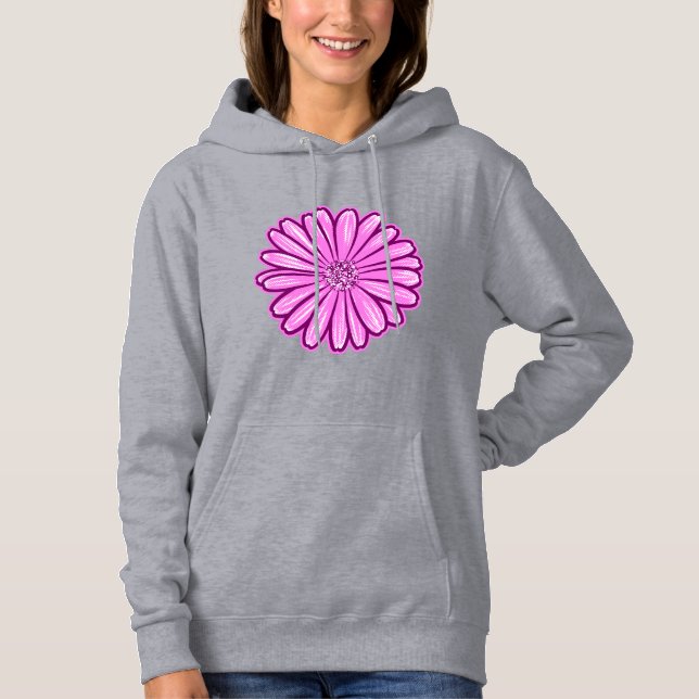 Sudadera Hermosa flor de margarita, Ilustracion de semitono (Anverso)