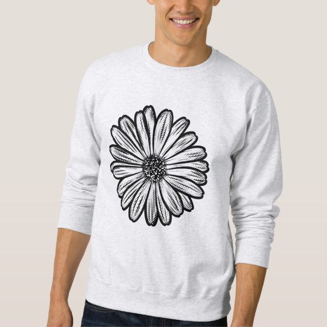 Sudadera Hermosa flor de margarita, Ilustracion de semitono (Anverso)