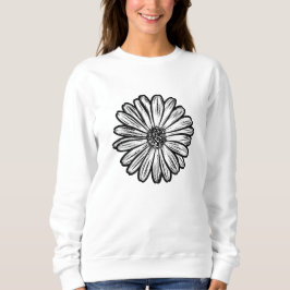 Sudadera Hermosa flor de margarita, Ilustracion de semitono