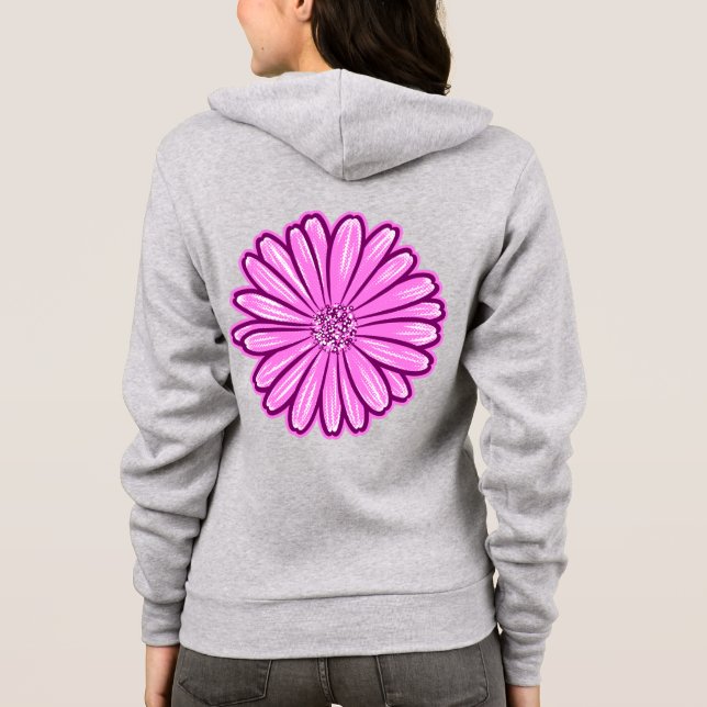 Sudadera Hermosa flor de margarita, Ilustracion de semitono (Reverso)