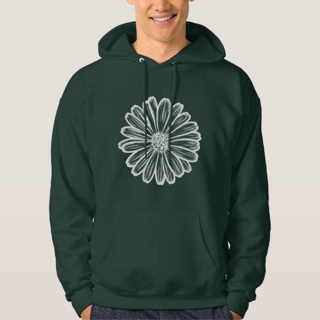 Sudadera Hermosa flor de margarita, Ilustracion de semitono (Anverso)