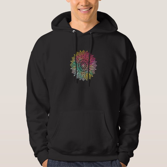 Sudadera Hermosa Flor Floral Mandala Patrón Geométrico (Anverso)