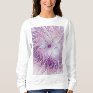 Sudadera Hermosa Flor Rosa Moderna Resumen Arte Fractal