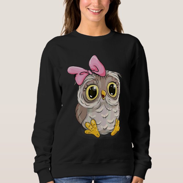 Sudadera Hermosa Lechuza Bebé Con Animales De Bow Rosado Mu (Anverso)