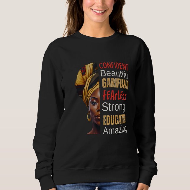 Sudadera Hermosa mujer garífuna - intrépida, fuerte, educat (Anverso)