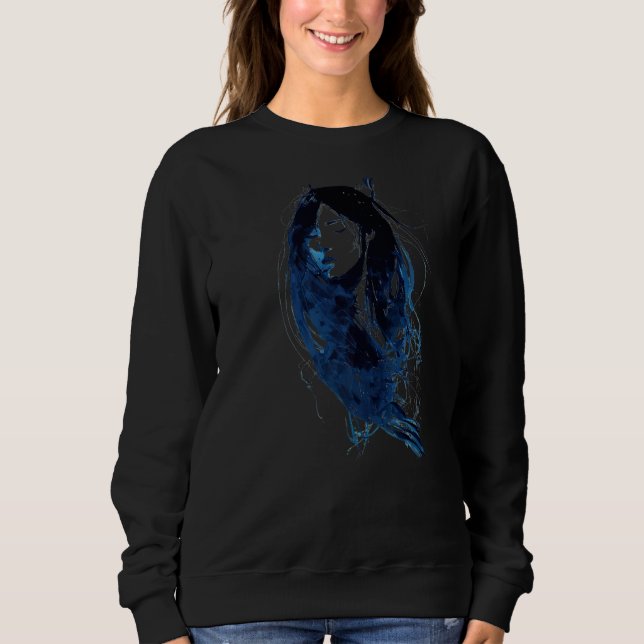 Sudadera Hermosa mujer serena con tinta rota (Anverso)