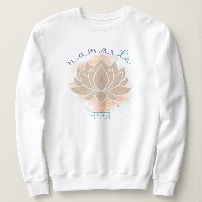 Sudadera Hermosa palabra de castaño escrita con Lotus Desig (Anverso del diseño)