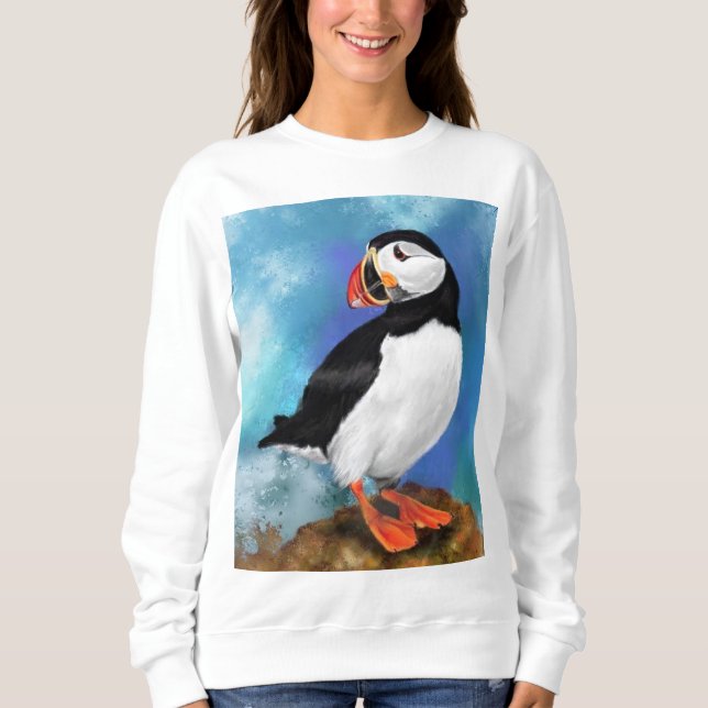 Sudadera Hermosa pintura de pájaros de la merluza atlántica (Anverso)