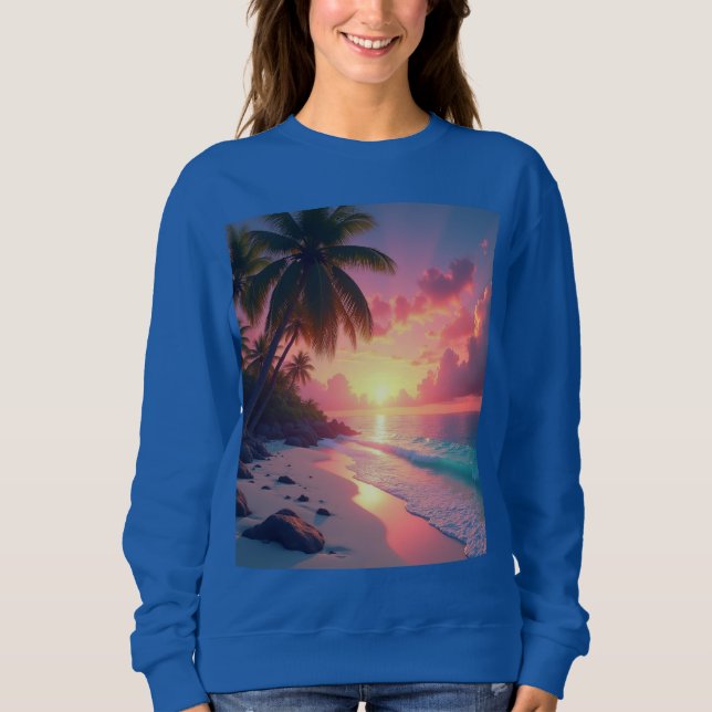 Sudadera Hermosa playa al atardecer (Anverso)