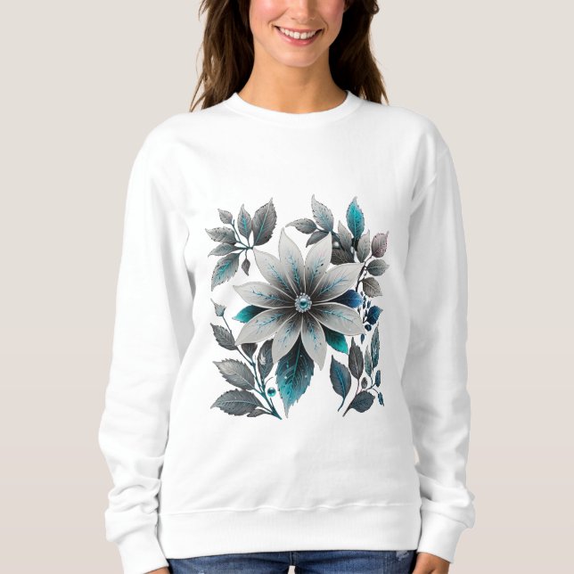 Sudadera hermosas flores de hielo y hojas (Anverso)