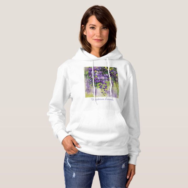 Sudadera Hermosas Flores De Wisteria En Acuarela (Anverso completo)