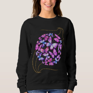Sudadera Hermosas mariposas acuarelas con honda dorada