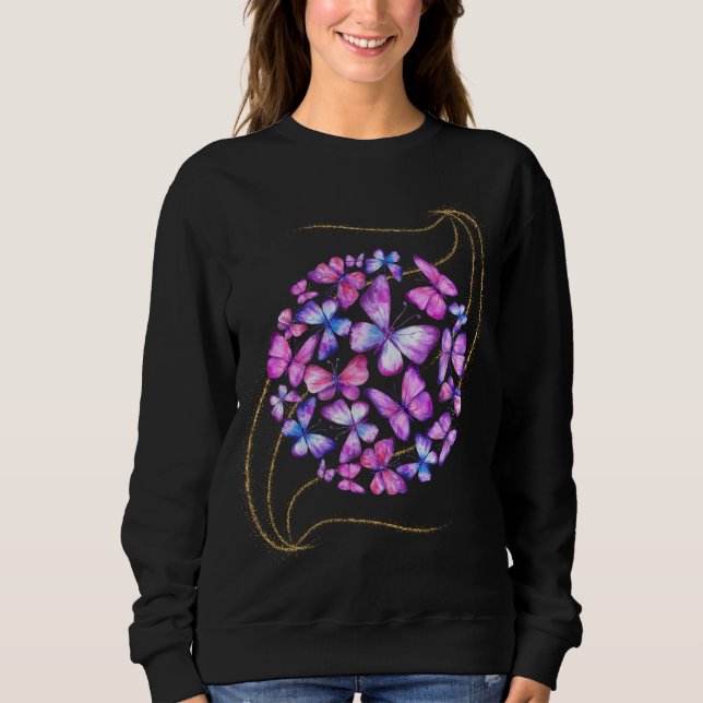 Sudadera Hermosas mariposas acuarelas con honda dorada (Anverso)