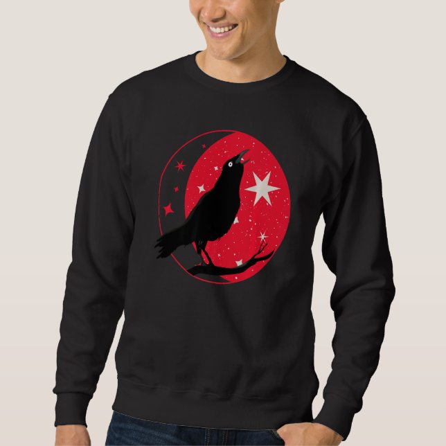 Sudadera Hermoso Black Crow Raven Bird Watch Birhou Silhou (Anverso)