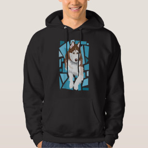 Sudadera hermoso café rojo Siberian Husky con ojos azules