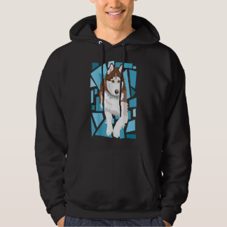 Sudadera hermoso café rojo Siberian Husky con ojos azules