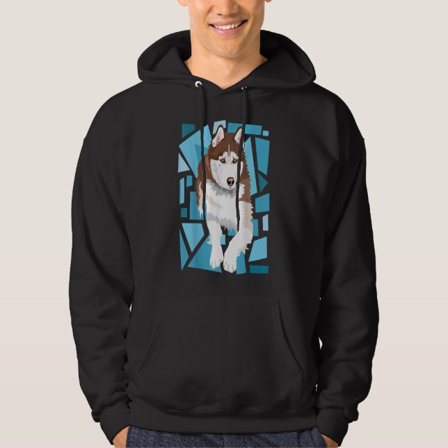 Sudadera hermoso café rojo Siberian Husky con ojos azules (Anverso)