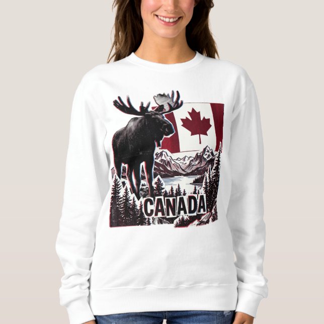 Sudadera Hermoso Canadá. Bandera canadiense. Alce canadiens (Anverso)