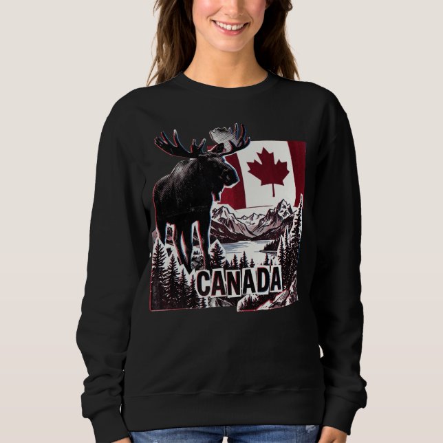 Sudadera Hermoso Canadá. Bandera canadiense. Alce canadiens (Anverso)