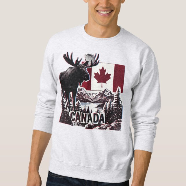 Sudadera Hermoso Canadá. Bandera canadiense. Alce canadiens (Anverso)