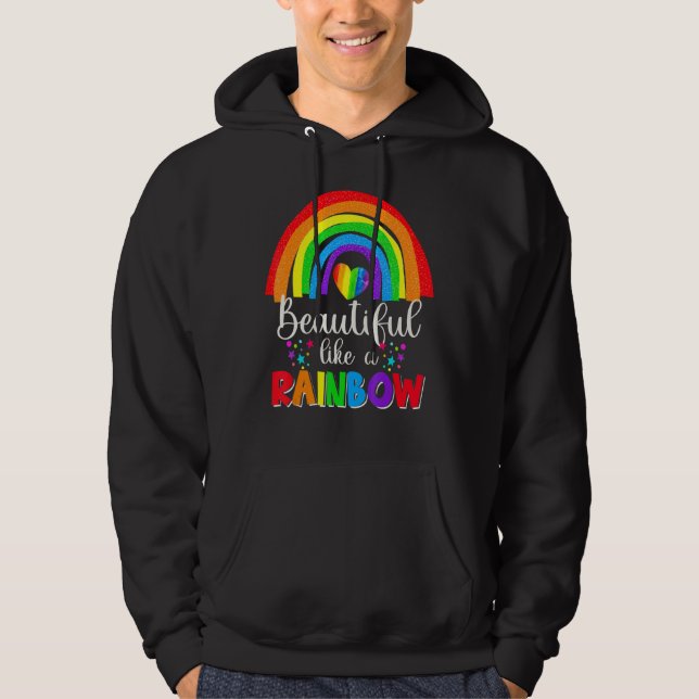 Sudadera Hermoso Como Un Arcoiris Corazón Arcoiris Orgullos (Anverso)