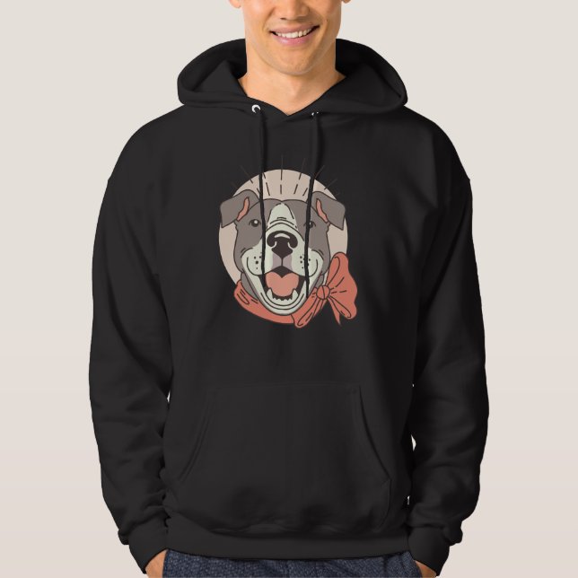 Sudadera Hermoso diseño de perro lindo pitbull feliz (Anverso)