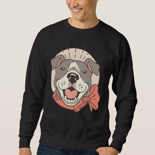 Sudadera Hermoso diseño de perro lindo pitbull feliz (Anverso)