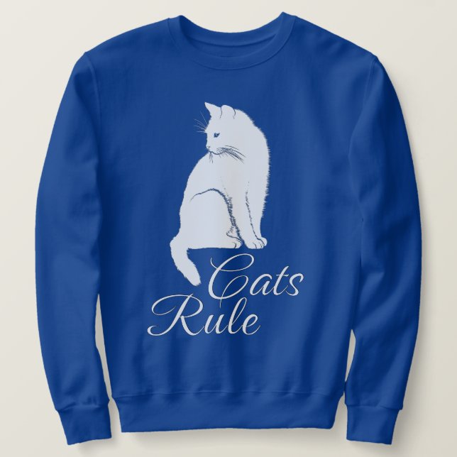 Sudadera Hermoso gato blanco sentado con el texto "Regla de (Anverso del diseño)