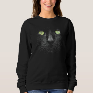 Sudadera Hermoso gato negro rostro Big Green Eyes Guay Hall