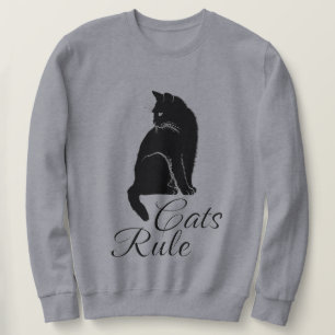 Sudadera Hermoso Gato Negro Sentado con Texto "Los Gatos Ma
