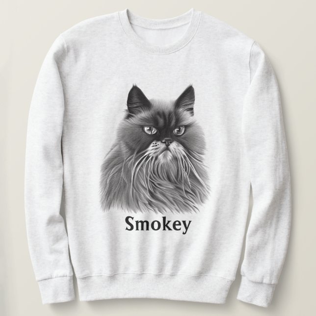 Sudadera Hermoso gato persa con nombre opcional (Anverso del diseño)
