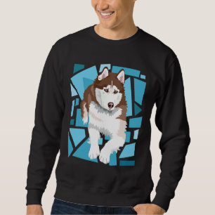Sudadera Hermoso Husky Siberiano Marrón Rojo