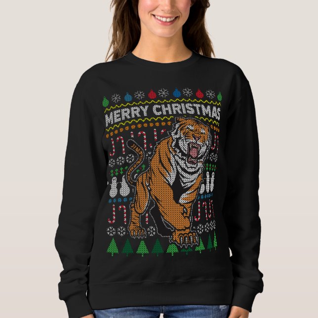 Sudadera Hermoso Tigre Feliz Navidad Feo Navidad Gran Gato (Anverso)