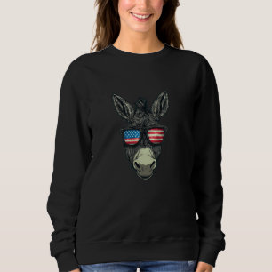 Sudadera Hermoso traje de burro con gafas de sol patriótica