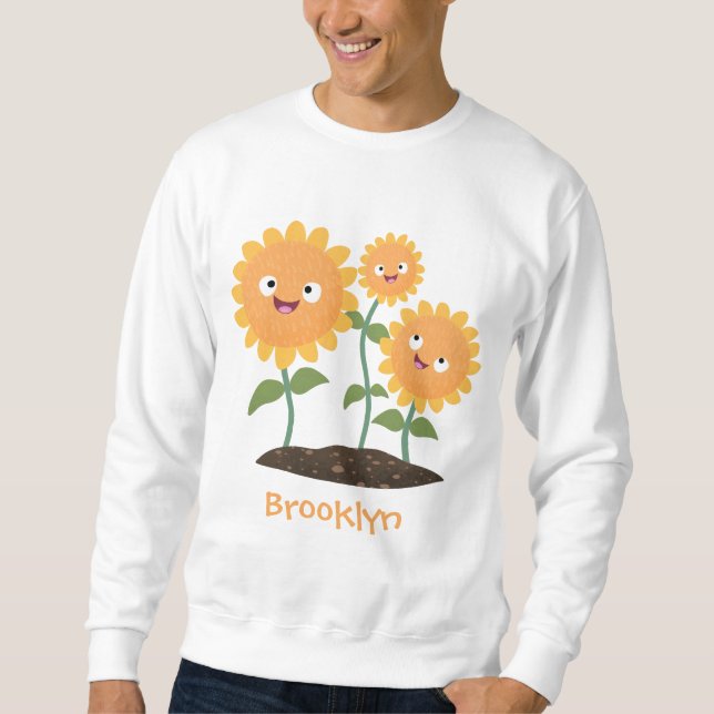 Sudadera Hermosos girasoles alegres sonrientes ilustracion  (Anverso)