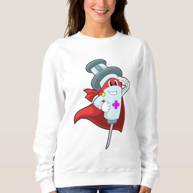 Sudadera Héroe como enfermera con jeringas (Anverso)