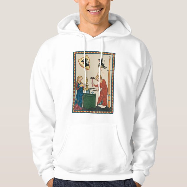 Sudadera Herrero Forjando Casco Arte Medieval (Anverso)