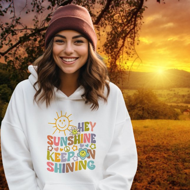 Sudadera Hey Sunshine, Flores de moda Retro Vegan (Subido por el creador)