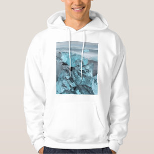 Sudadera Hielo azul en el paisaje marino de la playa, Islan