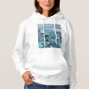 Sudadera Hielo azul en el paisaje marino de la playa, Islan
