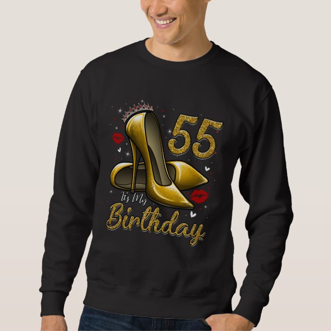 Sudadera High Heels Stepping Into My 55th Birthday 55 and F (Anverso)