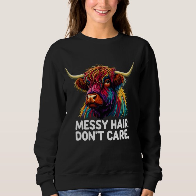 Sudadera Highland Cow Messy Hair Colourful (Anverso)