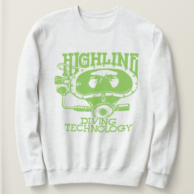Sudadera Highline Diving Tech Retro (Logo Verde) (Anverso del diseño)