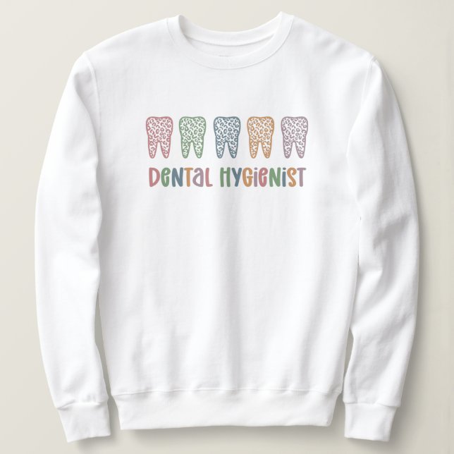 Sudadera Higienista dental | RDH Dentist Leopardo dental re (Anverso del diseño)