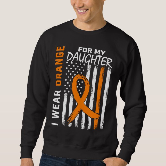 Sudadera Hija de MS usa naranja Esclerosis múltiple Concien (Anverso)