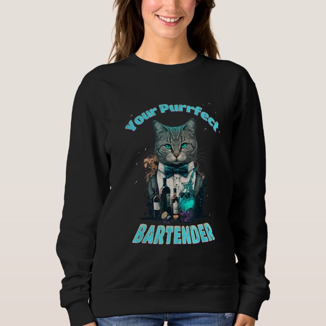Sudadera Hilarious Purrfect Cat Bartender in a Tuxedo Serve (Anverso)