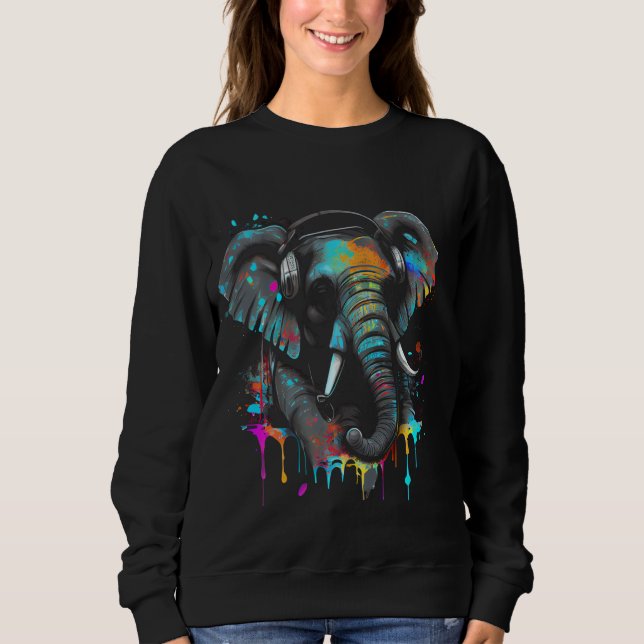 Sudadera Hincha de música DJ elefante fiesta conjunto fiest (Anverso)