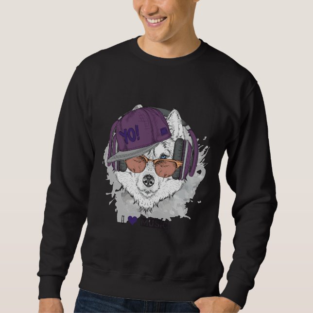 Sudadera Hiphop Husky ama la música (Anverso)