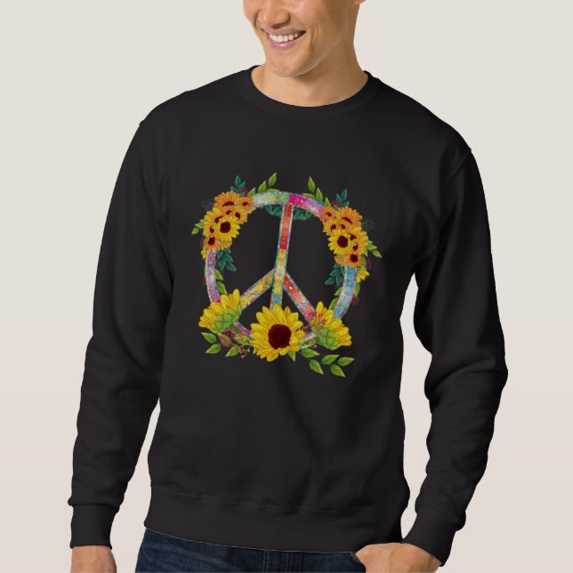 Sudadera Hippie Daisy Peace Sign Sunflower Retro Flower (Anverso)